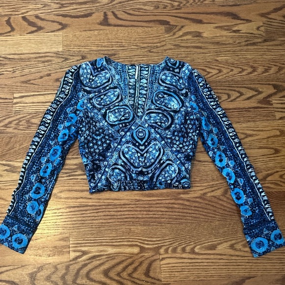 Free People Wild & Free Long Sleeve Blouse - NWOT!!women’s top tops crop cropped - Picture 4 of 9